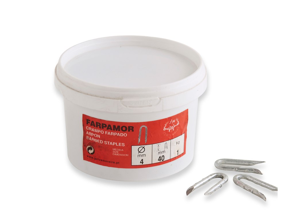 Kramper til trykimprægnerede pæle -  med modhager 4,0×40 mm -  1 kg spand